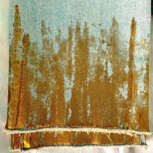 Tribal Audrey Mid Rise Straight Crop Gold Dipped Pull On Jeans Size 4 - Picture 2 of 14